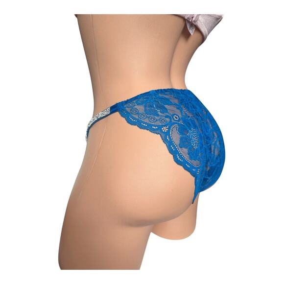 Victoria's Secret Very Sexy Bombshell Shine Cheeky Panty blue lace crystals XL - Picture 4 of 11